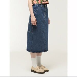 Obey Juniper Utility Blue Denim Midi Skirt -30